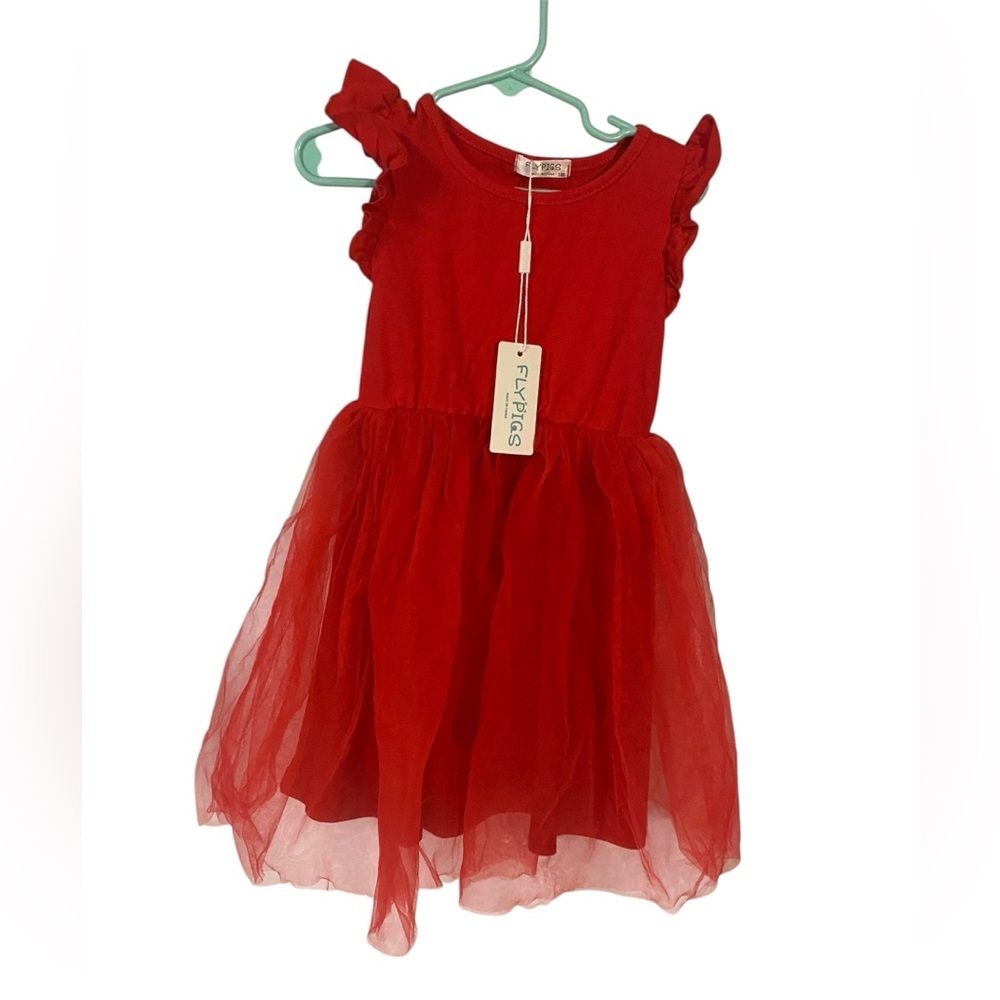 Red Ruffled Tulle Dress